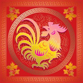 喜庆窗贴公鸡过年火爆海报