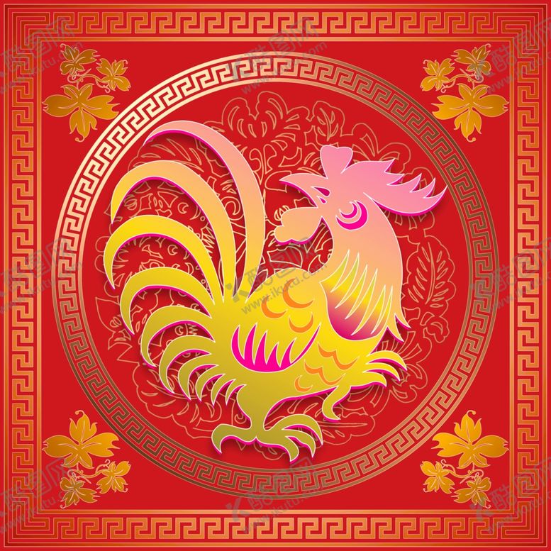 编号：11649805161000039717【酷图网】源文件下载-喜庆窗贴公鸡过年火爆海报