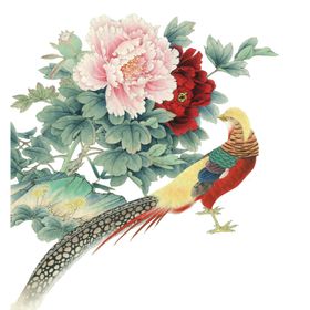 牡丹花金色海报元素