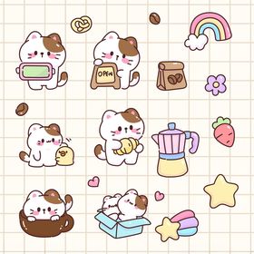 可爱猫咪咖啡馆贴纸