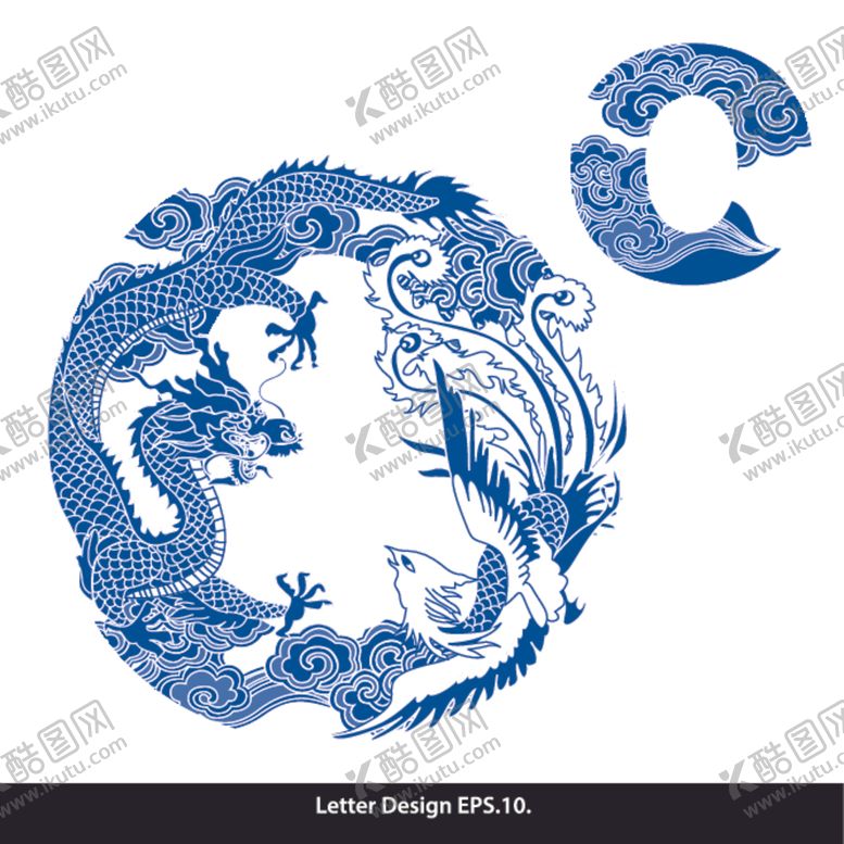 编号：80495305021514483748【酷图网】源文件下载-创意青花瓷英文字母