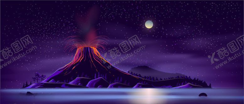 编号：84801309142342158941【酷图网】源文件下载-火山夜景