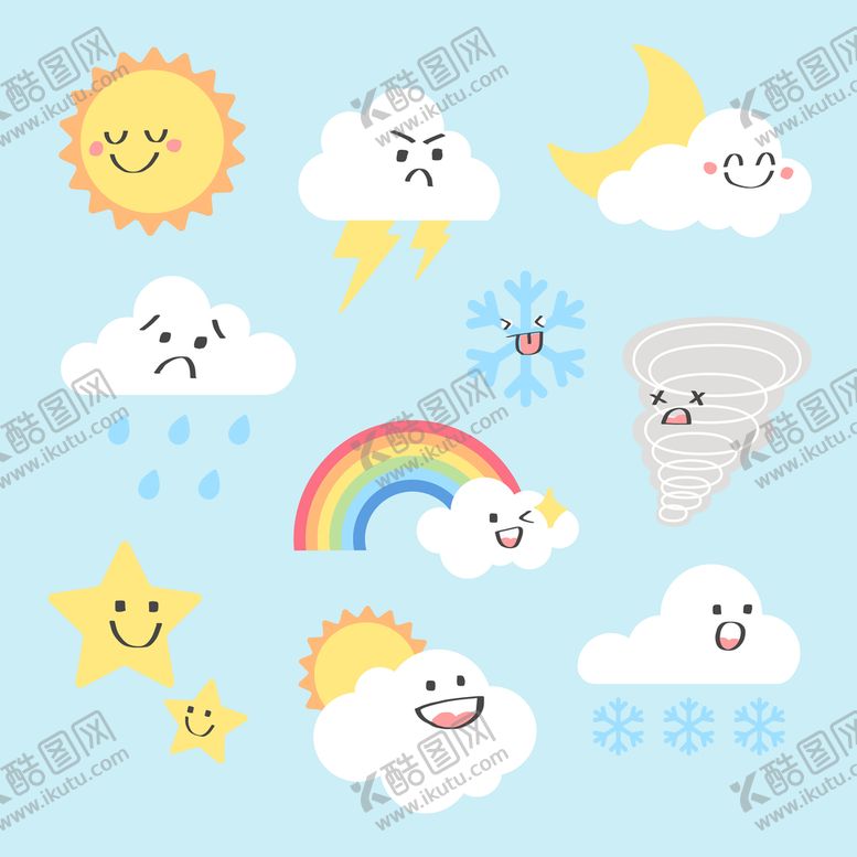 编号：58712909160343421049【酷图网】源文件下载-卡通云朵天气白云彩虹