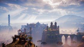 彩色动漫城堡插画风景