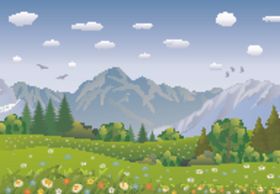 创意野外森林雪山风景