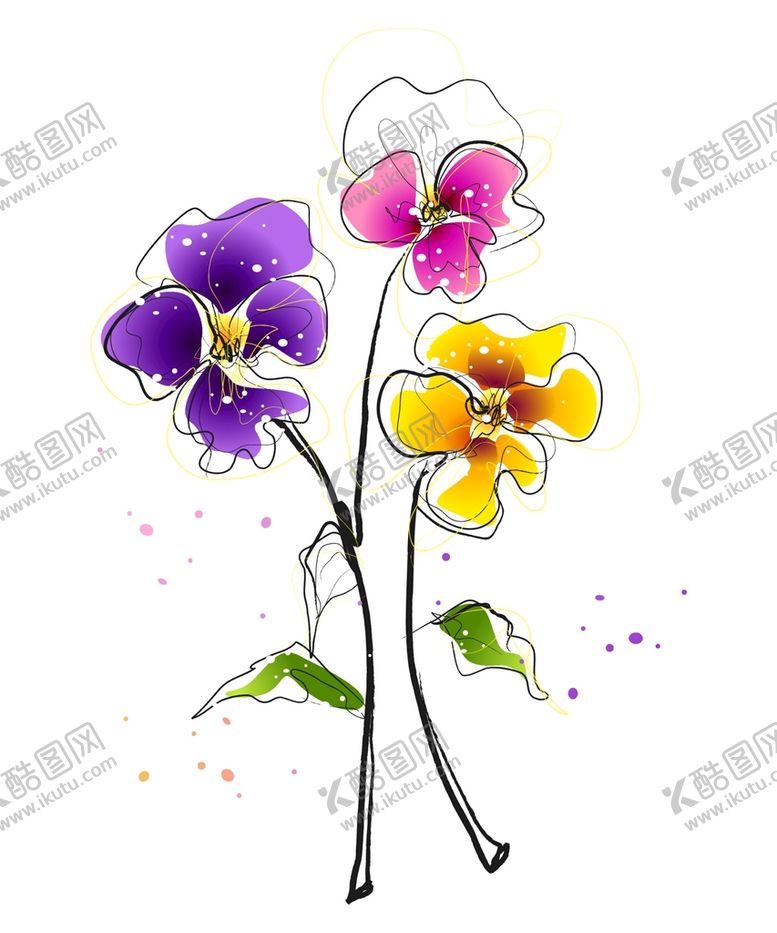 编号：79581609230844010157【酷图网】源文件下载-矢量手绘花朵  
