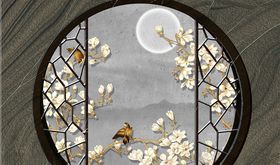 花鸟画电视背景墙