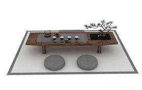 禅意泡茶桌垫3d模型