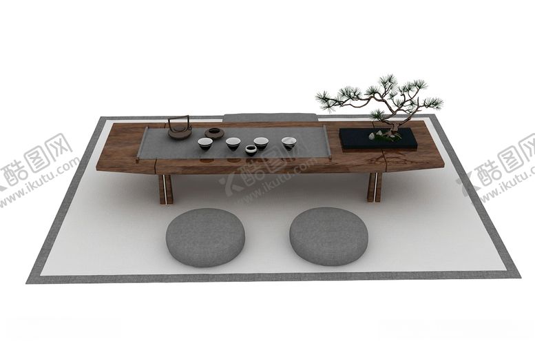 编号：85781910130612179481【酷图网】源文件下载-禅意泡茶桌垫3d模型