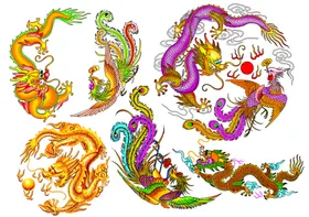 彩色龙凤