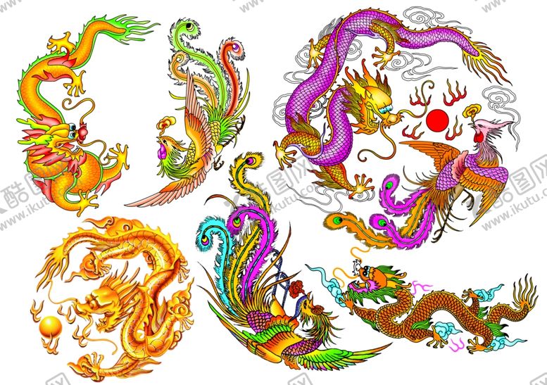 编号：26058909251108487213【酷图网】源文件下载-彩色龙凤图