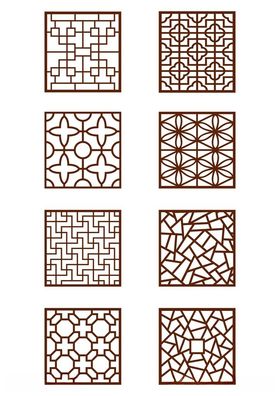 方形门窗雕花矢量图