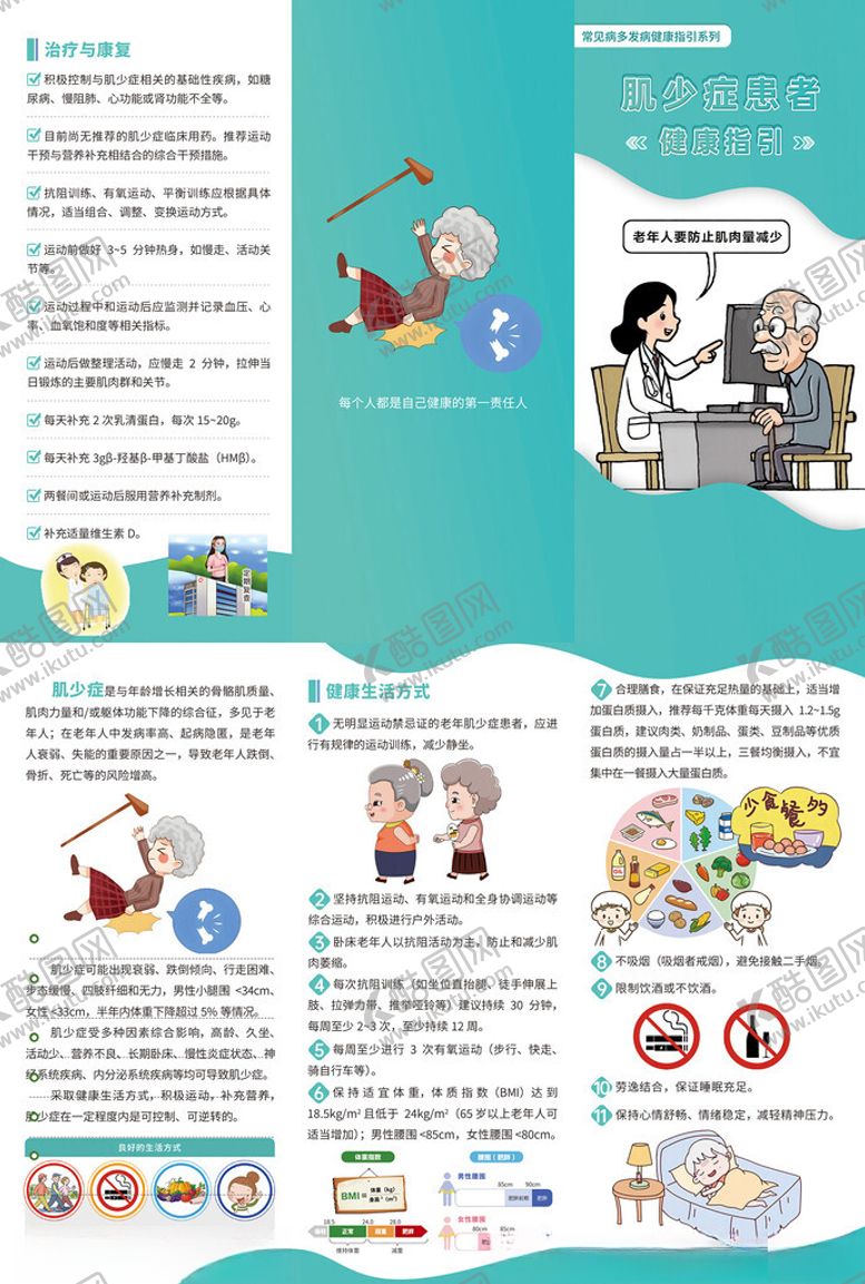 编号：45285411172114188465【酷图网】源文件下载-肌少症患者健康指引三折页