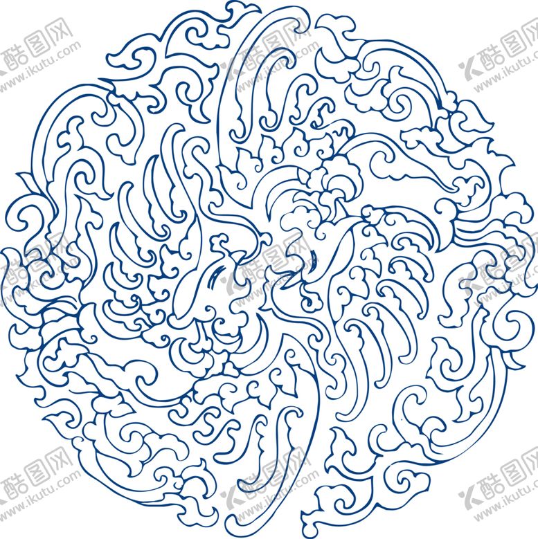 编号：44109612300042412609【酷图网】源文件下载-中国风古典青花瓷图案