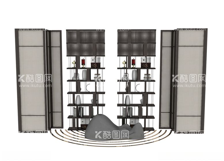 编号：11328303220913378093【酷图网】源文件下载-陈列装饰架模型