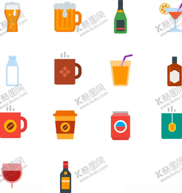 编号：24934105031909568350【酷图网】源文件下载-彩绘饮品图标