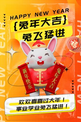 2023新年海报兔布置兔素材