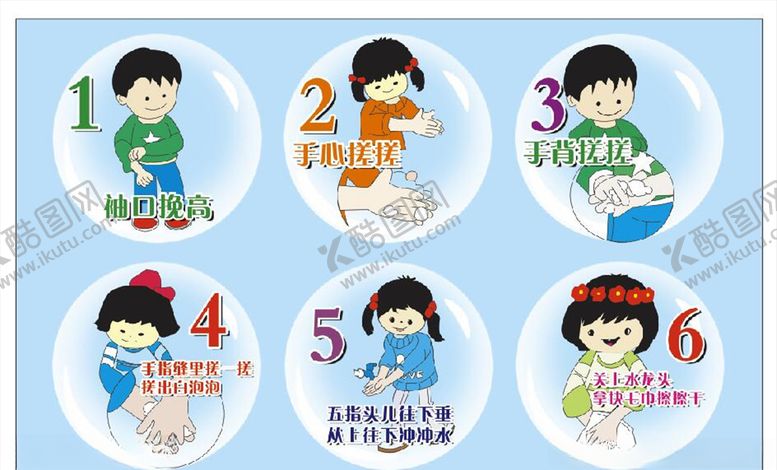 编号：48686909250128337845【酷图网】源文件下载-洗手六步法图片