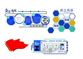 企业文化墙简介制度员工风采展板