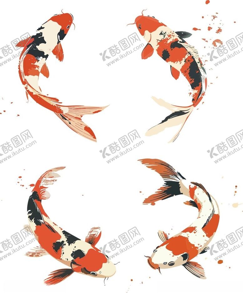 编号：60693802200507063613【酷图网】源文件下载-水墨锦鲤
