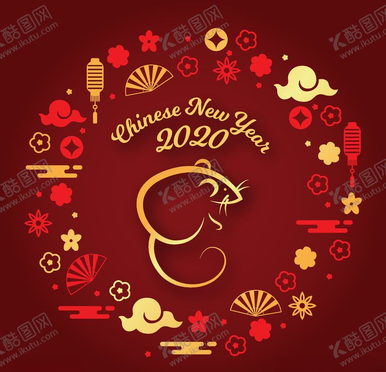 编号：81833510041246281960【酷图网】源文件下载-2020年抽象鼠年贺卡