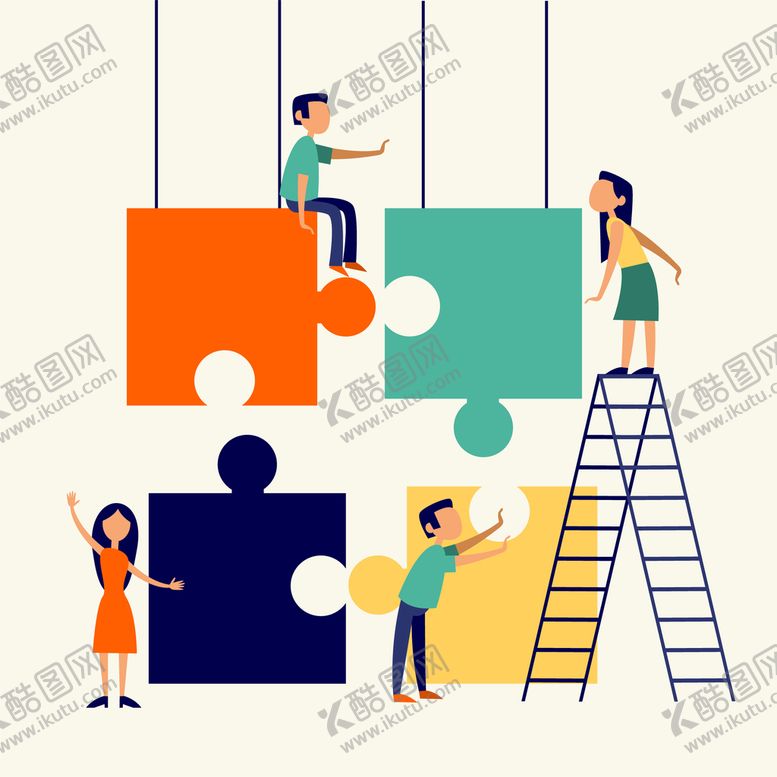 编号：46713009141415048023【酷图网】源文件下载-拼图相关卡通人物团队