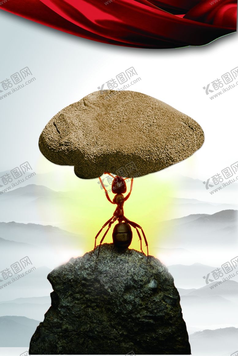 编号：69312205250610178631【酷图网】源文件下载-蚂蚁扛巨石展现坚韧