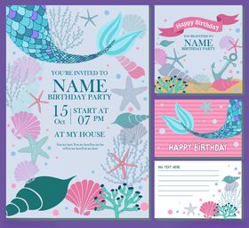 海洋主题派对邀请卡设计