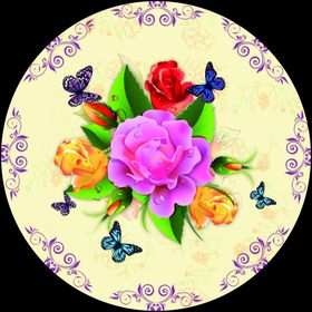 现代立体花卉纹理圆形装饰画