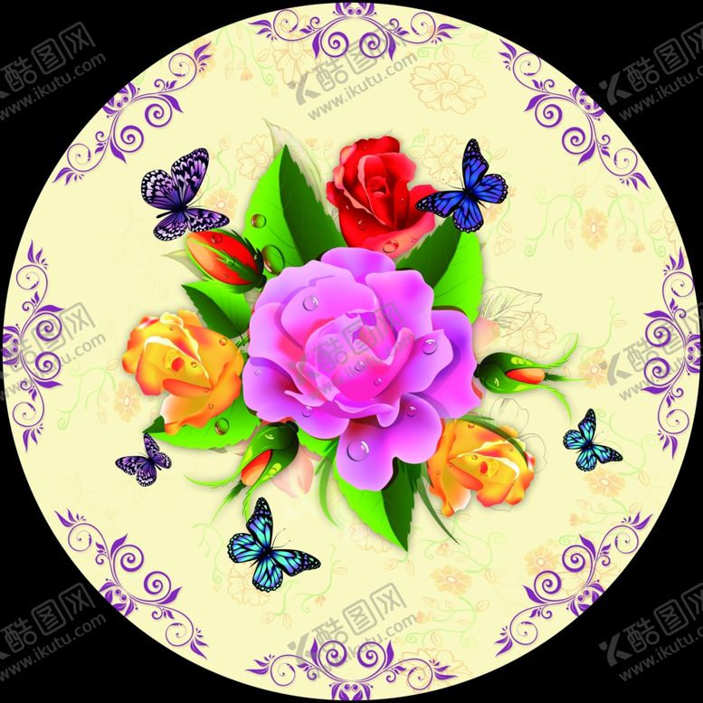 编号：31564910220042542540【酷图网】源文件下载-现代立体花卉纹理圆形装饰画