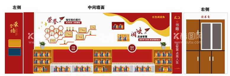 编号：35940209191930296721【酷图网】源文件下载-荣誉墙读书角文化墙