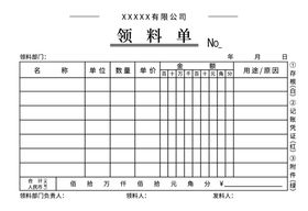 酒吧单据物料领料单