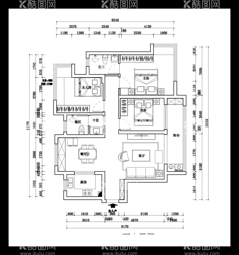 编号：78373811041007166363【酷图网】源文件下载-家装平面图