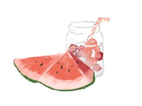 西瓜饮品插画