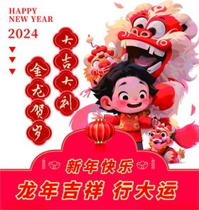 2024年龙年新年玻璃贴