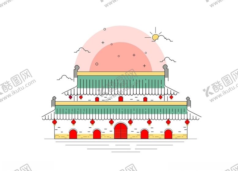 编号：89578705052034243823【酷图网】源文件下载-线性古建筑
