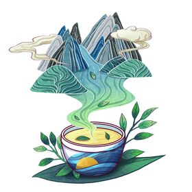 清明节素材山水人物果传统小吃