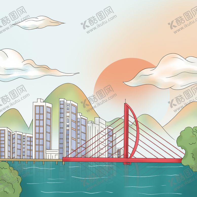 编号：65193709130138130428【酷图网】源文件下载-现代建筑国风 插画风景