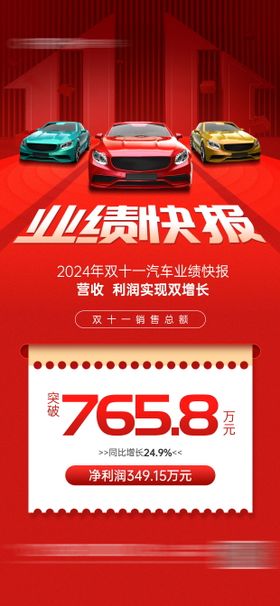 双十一汽车销售业绩海报