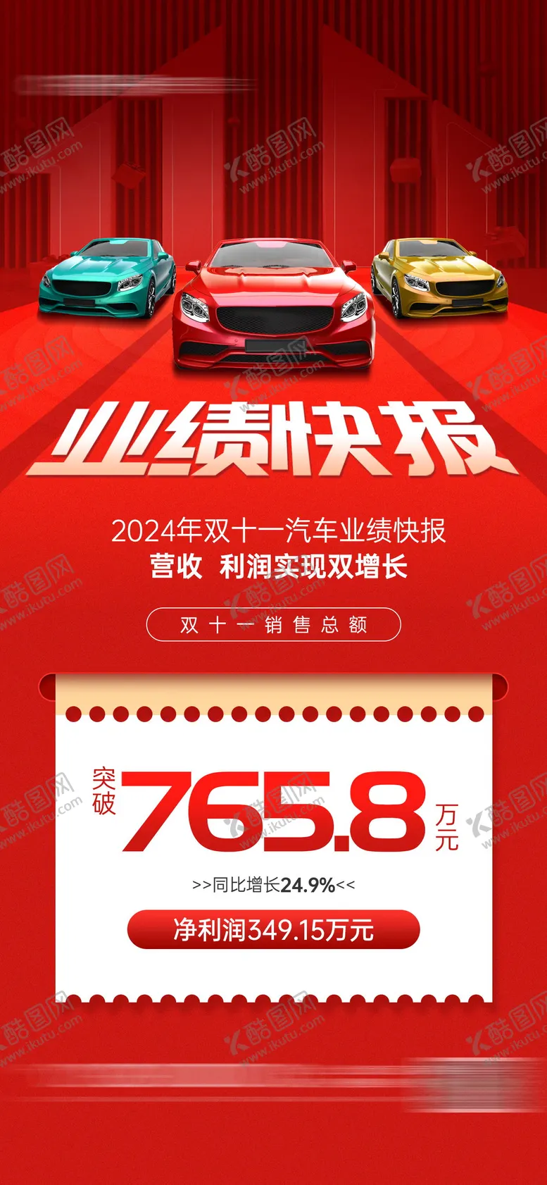 编号：41882906180942087079【酷图网】源文件下载-双十一汽车销售业绩海报