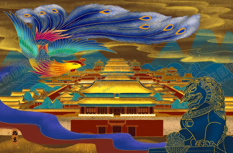 编号：26589309141805469758【酷图网】源文件下载-中国风画报          插画壁画古典城市