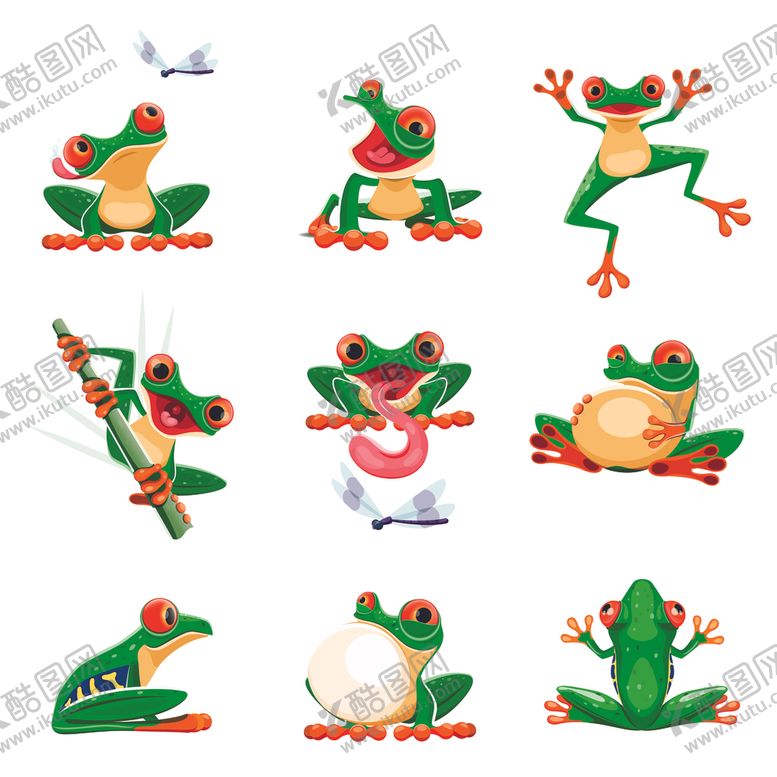 编号：45658503070744006356【酷图网】源文件下载-可爱卡通小青蛙插画元素