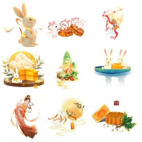 中秋卡通形象插画集合