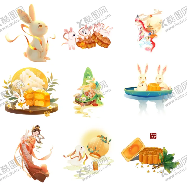 编号：39277706290346159131【酷图网】源文件下载-中秋传统元素插画集合