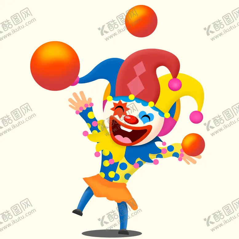 编号：38194209211856014052【酷图网】源文件下载-愚人节可爱玩球小丑卡通形象