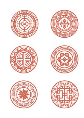 中国中式传统古典吉祥纹样花纹圈