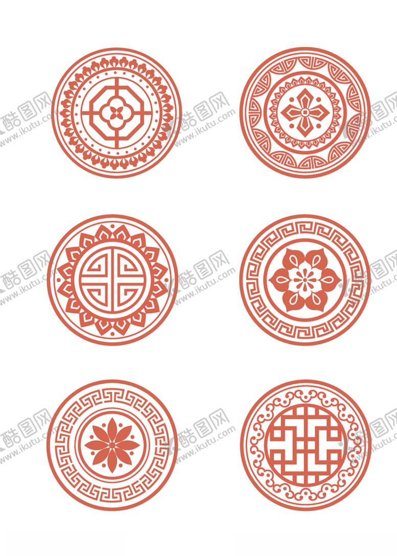 编号：44299910292306145191【酷图网】源文件下载-中国中式传统古典吉祥纹样花纹圈