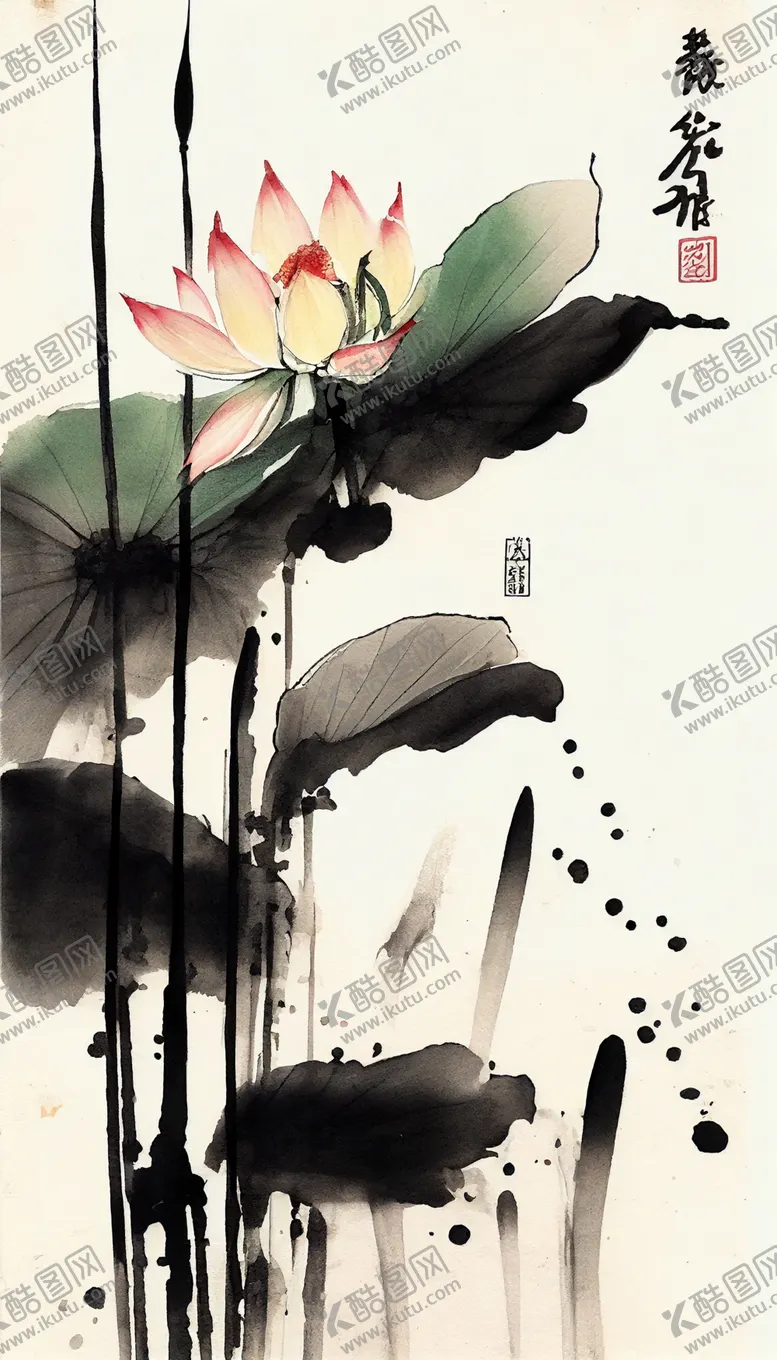 编号：59532212210237272758【酷图网】源文件下载-国画荷花图
