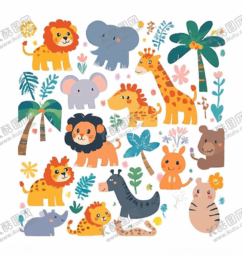 编号：15518109212353312776【酷图网】源文件下载-可爱卡通动物图案集合