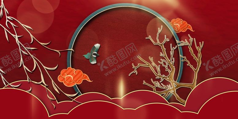 编号：52691403312156289303【酷图网】源文件下载-红色国潮活动喜庆海报背景